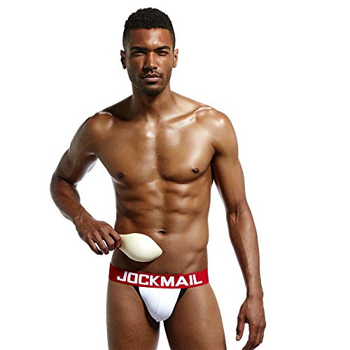 Calzoncillos para Hombre Sexy suspensorio Tanga Slip Transpirable para Hombre con Almohadilla realzando Jockstrap para Hombre (M, Blanco)