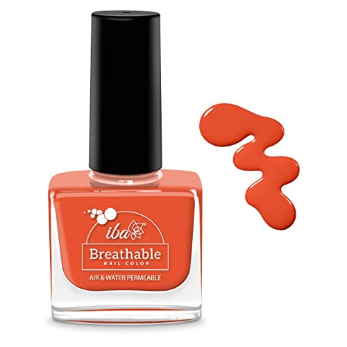 IBA Nail Color Polish Breathable Air Water Permeable Halal Wuzu Friendly (B12 Orange Flames)