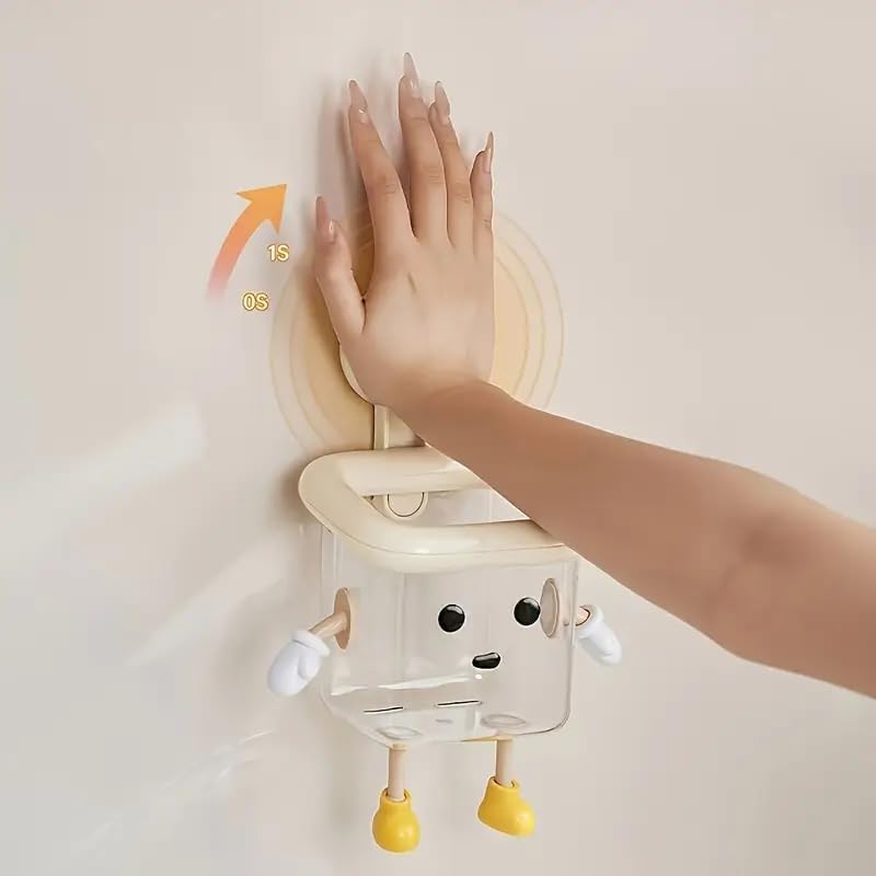 Image of KIMEE Cartoon Toothbrush Holder | Wall Mounted Self Adhesive Bathroom Storage Organizer for Toothbrush, Toothpaste, Face Cream & Lotion Holder