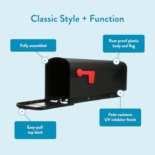 Architectural Mailboxes Parsons Medium Capacity, Plastic Post Mount Mailbox, Black - Image 5