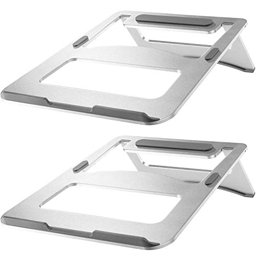 WALI アルミニウムノートパソコンライザースタンド ポータブル 折りたたみ式 最大15インチのノートブック/ノートパソコン/タブレット用 (FLT001-2) 2個パック シルバー