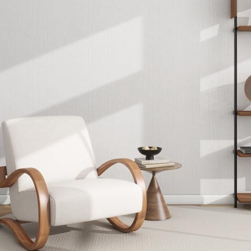 osayhome Grasscloth Textured Wallpaper White Gray Linen Thick 24" X 394" Fabric Contact Paper Grassweave Removable Modern Self Adhesive Wallpaper for Walls Cabinets Bedroom Liners Fireplace by osayhome - Used condition - Image 7