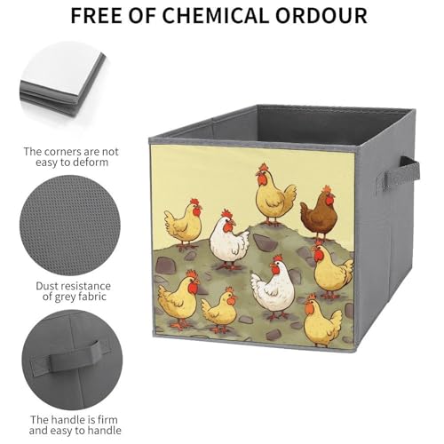 Bacs de rangement pliants imprimé couvée de poulets boîte linge