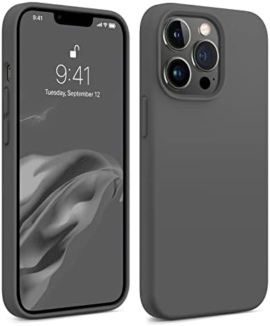 AOTESIER iPhone 13 Pro Phone Case,Liquid Silicone Ultra Slim Shockproof Protection Phone Case with [Soft Anti-Scratch Microfiber Lining] 6.1 inch（Space Grey）
