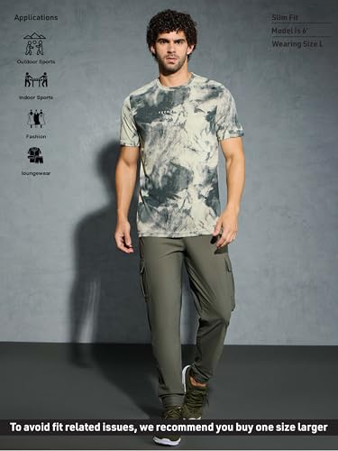 Image of TECHNOSPORT Men's Regular Fit Half Sleeve Crew Neck T-Shirt, TECHNOCOOL+ Quick Dry Moisture Wicking Stretchable Sports Gym and Casual Wear