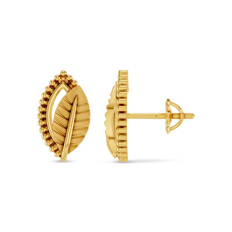 Image of Kisna 14 /18 /9 KT Petal Intertwine Yellow Gold Earring For Women