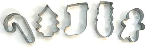 Christmas/Holiday Cookie Cutter Set-5 Piece: Ginger Bread Man, Candy Cane, Christmas Tree, Stocking and Snowman