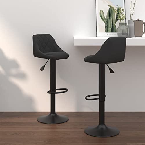 Tabourets de bar en velours noir réglables pivotants avec repose-pieds