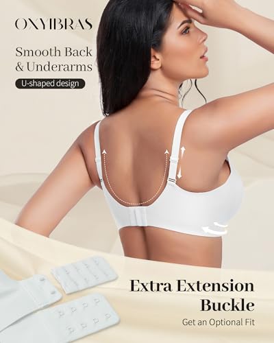 Image of Smooth V Jelly Bras for Women No Underwire Seamless Plunge Bralettes T Shirt Sleep Everyday Bra with Bra Extender