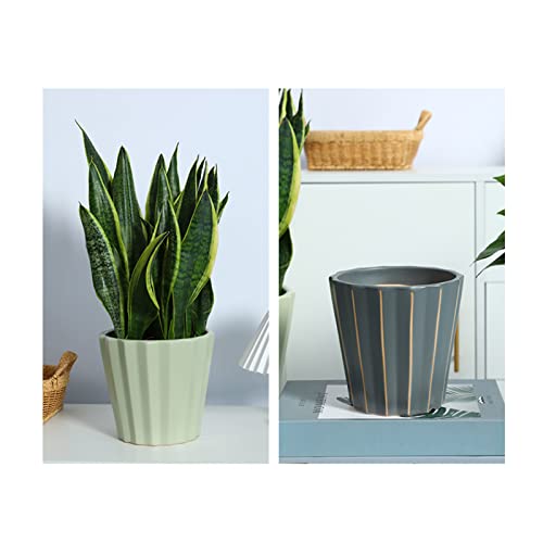 Pots de fleurs géométriques en céramique avec soucoupe - 7