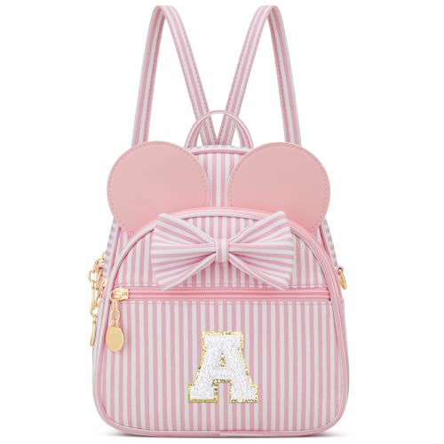 CLOUDWINGS Personalized Birthday Gift for Toddler Girls Small Initial Backpack Purse for Little Girl Cute Mini Purse for 3-10 Years Old Kids Pink A