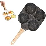 soluk Nonstick Egg Frying Pan 4 Hole Shapes,7.5 Inch Healthy Breakfast Pancake Pan and Egg Cooker with Anti-Scald Handle,Multi-Shapes Cooker Pot for Cooking Eggs,Burger or Bacon