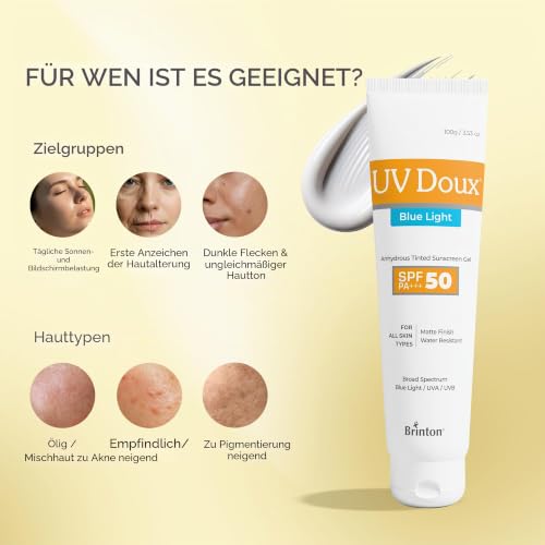 UV Doux Blue light Sunscreen Gel SPF 50 PA+++ | Tinted, Lightweight, Water Resistant | Matt Finish | UVA/UVB & Blue Light Protection… – Ansicht 4