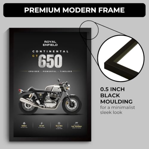 Image of RE Continental GT 650 Mr Clean Poster | Framed RE Continental GT 650 A4 Sized (31 x 23 cm) | Mr Clean Bike Poster for Wall, Gift for Boys, Bike Frames | Bikes Posters for Wall, Bedroom, Hostel, Study Room (F 195)