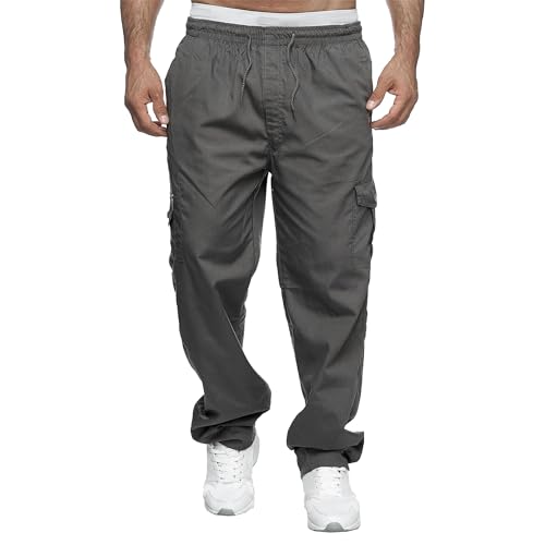 Men's Cargo Sweatpants Open Bottom Baggy Athletic Pants Casual Drawstring Bottom Sweat Pants with Pockets (Gray2,XX-Large)