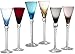 Circleware Twist Multi Colored Cordial Wine Whiskey Glasses with Clear Stems, Set of 6, Lead Free Glass Beverage Drinking Cups for Bar, Water, Juice & Best Selling Drinks, 1.5 ounce, Colors