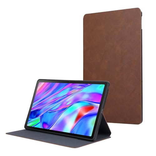 Étui tablette Lenovo Tab M10 3ème gén pour train et bureau: coque cuir marron mince