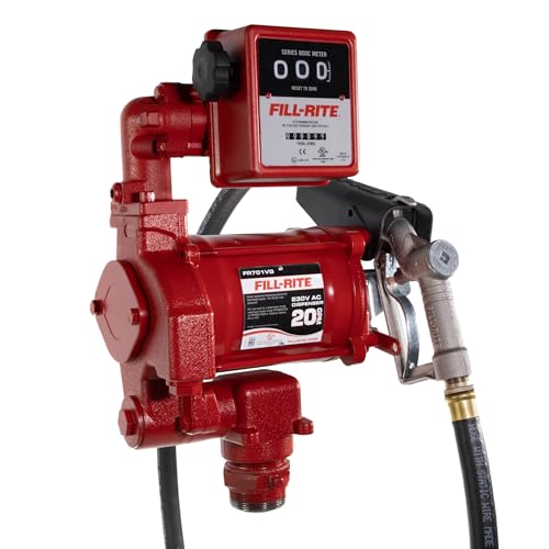 Image of Fill-Rite FR701VGL 220V 50 /60Hz AC Pump, 3 /4 inchx12' Hose, 1 inch Manual Nozzle, 807CL Meter Liter