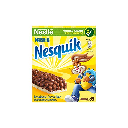 Cereales Nestlé Nesquik - Barritas de cereales con chocolate - 4 cajas x 6 barritas de cereales - Total: 24 Barritas