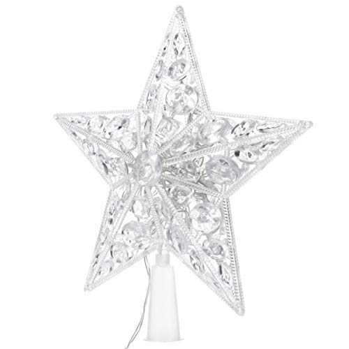 FRCOLOR Light up Christmas Tree Toppers LED Tree Top Star Lighted Christmas Star Glowing Topper Xmas Ornament Party Supplies without Battery