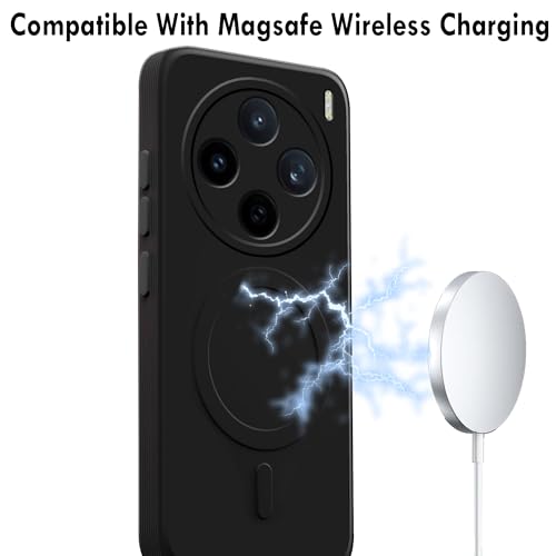 Image of amazon basics Back Cover for Vivo X200T 5G Soft Matte Silicone Mag-Safe Design (Mag-Safe Not Support) Camera Protection | Slim Fit Bumper Cover (Black)