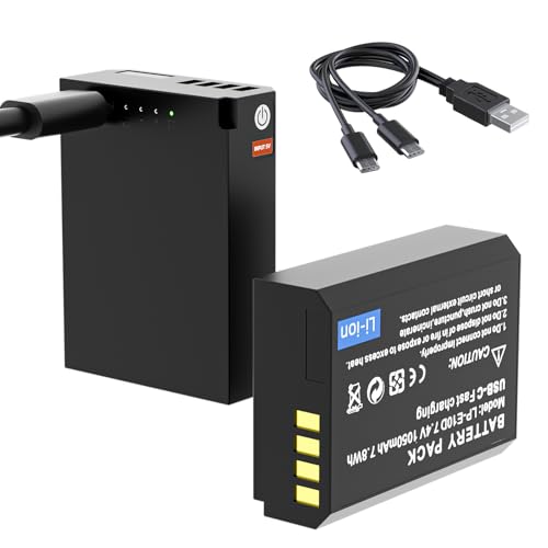 2 baterías LP-E10 USB-C para viajes con cámaras Canon EOS Rebel