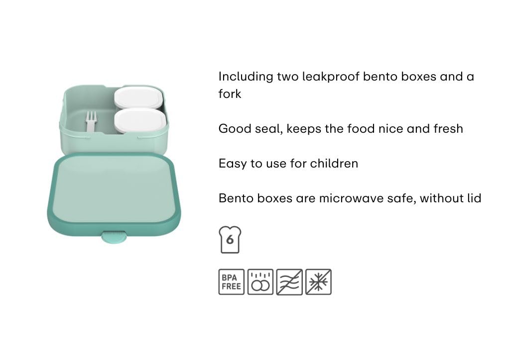 Mepal Lunch Box Large Campus, Lunch Box for Children Includes 2 Removable Leakproof Boxes and Fork, Boxes are Microwave Safe - Image 3