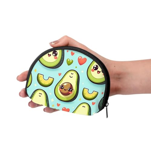 Portable Coin Purse Cute-Green-Avocado Mini Zippered Money Pouch Card Holder3
