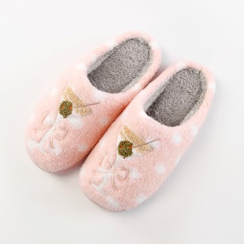 Image of Espresso Martini Slippers for Women Men,Fuzzy Warm Martini Glasses Slippers,Funny Soft Creative Design House Shoes
