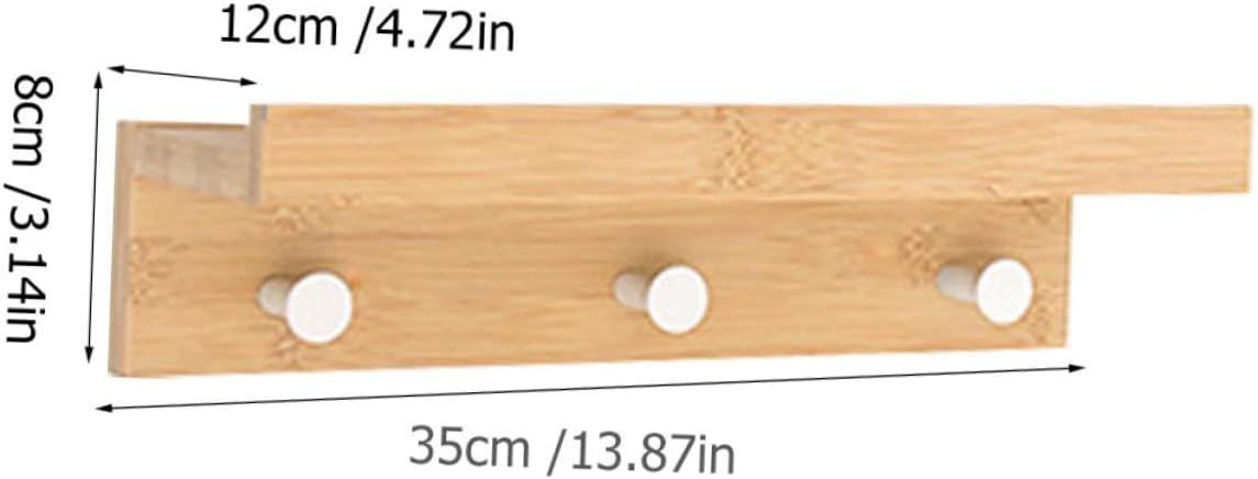 PRETYZOOM 1set Multifunctional Bamboo Wall-Mounted Storage Rack Creative Floating Holder for Keys Books Ornaments Elegant Decorative Shelf Hooks for Entryway Kitchen Living Room