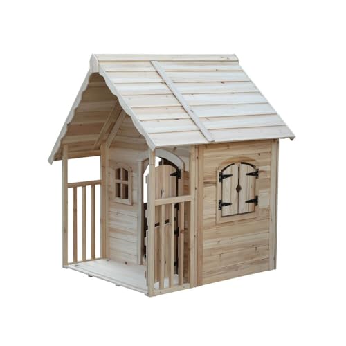 Home Deluxe Kimi Natural Wooden Kids Playhouse for Garden and Outdoor - Image 4