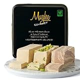 Mughe Gourmet Halvah Assortment 1.88lb (850g) Tin Gift Box - 3 Delicious Vegan Marble Tahini Halvah Bars Pistachio, Cocoa, Vanilla -Flaky Turkish Halawa Gifts- Perfect Gifts for Birthdays, Fathers Day