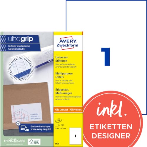 Produktbild von Universaletiketten 210x297 Mm – Matt, Selbstklebend, 70 G, DIN A4, Von Etikettenworld (LabelOcean)