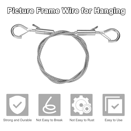Image of M METERXITY 1-Pack Adjustable Picture Hanging Wire Kit, 1mx4mm Mirror Hanging Wire, Holds Up to 882lbs(400kg) 3.3FT Picture Frame Wire for Billboards /Basket /Flowerpot