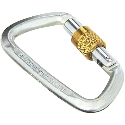 LIBERTY MOUNTAIN Hard Steel Modified D Key Screw Gate Carabiner,Silver Cover