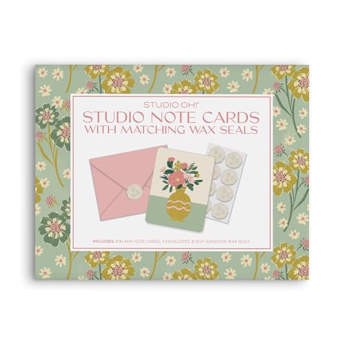 Image of Studio Oh! Blank Note Cards with Envelopes and Wax Seals, Boxed Stationery Set, All Occasion Cards for Thank You Notes, Letters, Gifts and Keepsakes, Dreaming of Flowers