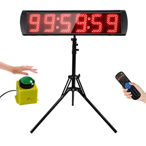 YZ Countdown Timer für Wettbewerbe, 5 Zoll Gym Timer mit Stativ, Stoppuhr Sport mit Fernbedienung, 6 Stelliges Digitales Led Display Digital Uhr, Stoppuhr Digital für Home Gym Garage
