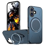 KMTOYS Cover Magnetica per iPhone 17,Custodia Antishock a 360 Gradi con Supporto ad Anello, Protezione Militare, Resistente ai Graffi, Silicone Morbido TPU e PC Duro Ibrido,Blu