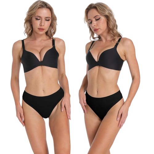 High Waisted Cotton Thongs Underwear For Women Breathable Sport Athletics Panties High Rise Plus Size Multipack3