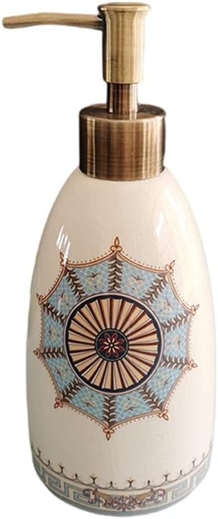 Retro Ceramic Soap Dispenser Large Capacity Pump Bottle Lotion Dispenser Suitable for Hotel Family Bathroom (B)