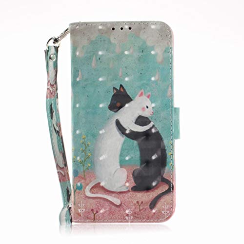Laybomo Compatible iPhone Xs Max Cover Case 3D Laser Printed PU Leather Wallet Soft TPU Folio Slim Flip Case Stand Magnet ID Card Slot Protective Holster Case for iPhone Xs Max, Lovely Cat