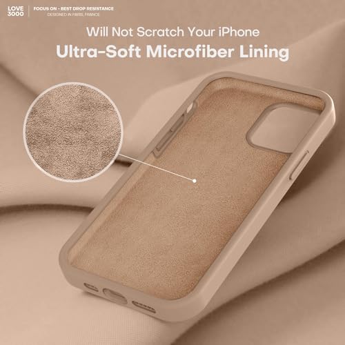 Image of LOVE 3000 Compatible with iPhone 12 Pro Max Phone Case | Thickening 2.1 MM Liquid Silicone | Anti-Scratch Microfiber Lining | Full-Body Duty Heavy Protection Case for Men, Light Brown