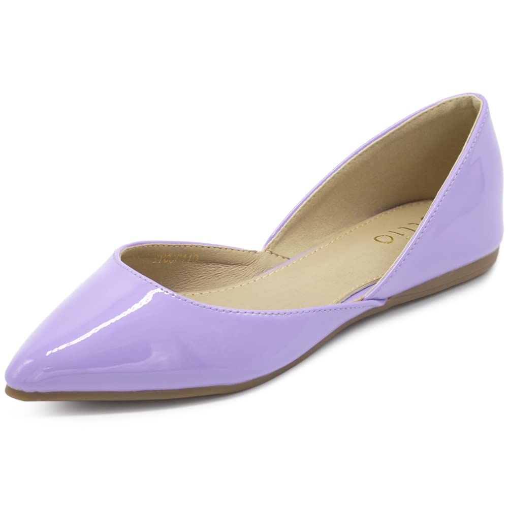 Ollio Women's Shoes Patent Slip On Comfort Light Pointed Toe Ballet Flats F110