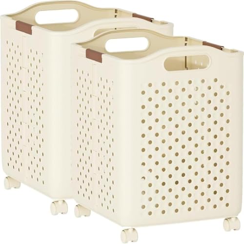 AOBOPO ランドリー バスケット 折り畳み式ランドリーボックス 大容量:3 種サイズ可選、360 度キャスター付きで省スペース