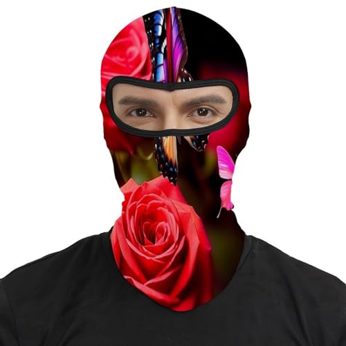 Balaclava para hombres y mujeres con estampado de mariposas y rosas, máscara facial térmica para clima frío, equipo para moto y esquí, máscara de invierno miniatura 2