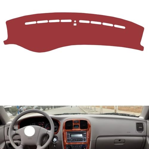 Leather Dash Board Cover mat Compatible with HyundaiHyundai s-onata，Anti-Slip,Sun Protection Dashboard Cover-red