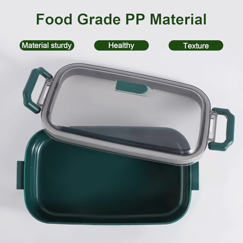 Bento Box,Bento Lunchbox for Adults and Kids,3 Layer Food Storage Containers,Leakproof, with Fork,Spoon, Suitable for Adults Lunch Box for Work Office School (2.25L Green,PP Material)