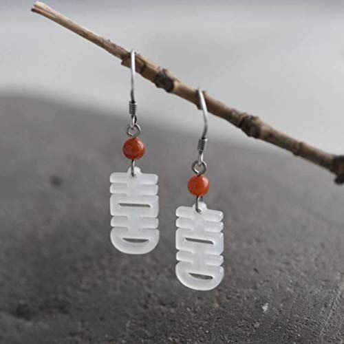 Boucles d'oreilles néphrite anti-allergie style rétro ethnique