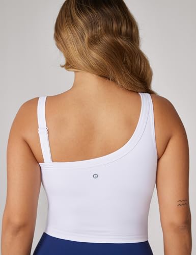 Image of UNISSU Hugcurve Detachable Shoulder Strap Longline Sports Bra for Women One Shoulder Workout Tank Crop Tops Built in Bra