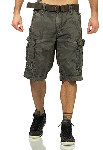 Jet Lag Take Off 7 - Bermudas cargo para hombre, incluye cinturón verde camuflaje. 33